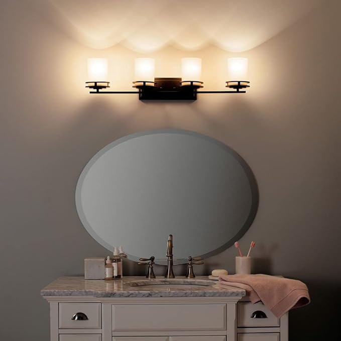Kichler Hendrik 33.75" 4 Light Vanity Light with Satin Etched Cased Opal Chrome