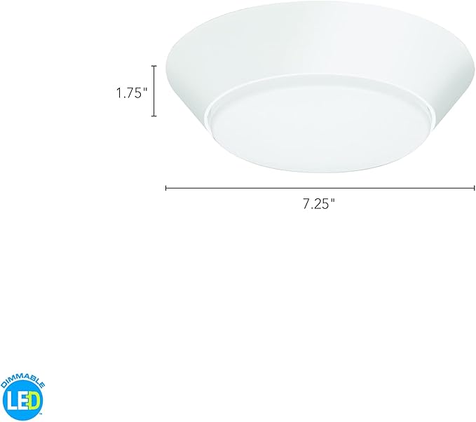 Lithonia Lighting Versi Lite LED Flush Mount Ceiling Light, 3-In-1 Switchable White Light, Dimmable LED Lights for Bedroom, Bathroom, Hallway, 7" Round, White