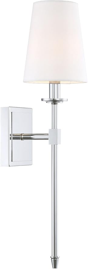 Kira Home Torche 20" Wall Sconce/Wall Light + Linen Shade, Chrome Finish
