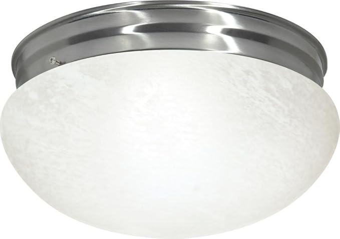 NUVO SF76/677 Two Light Mushroom Flush Mount, Brushed Nickel/Alabaster Glass