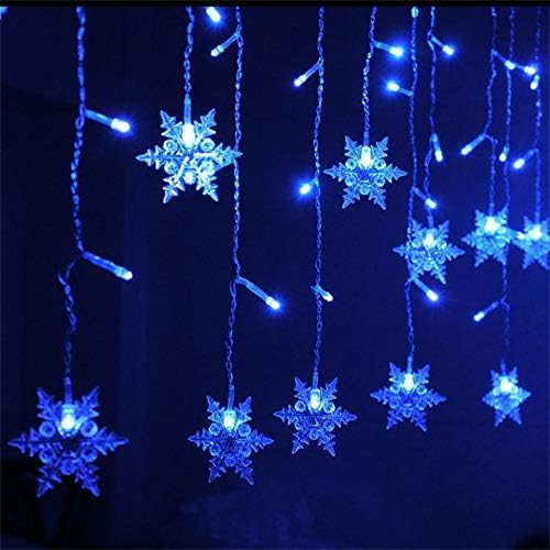 Lainin 12ft/3.5M USB Powered 8 Modes Snowflake Curtain Night Light Icicle Fairy String Light, Perfect for Christmas Wedding Holiday Garden Indoor/Outdoor Party Decoration - Blue