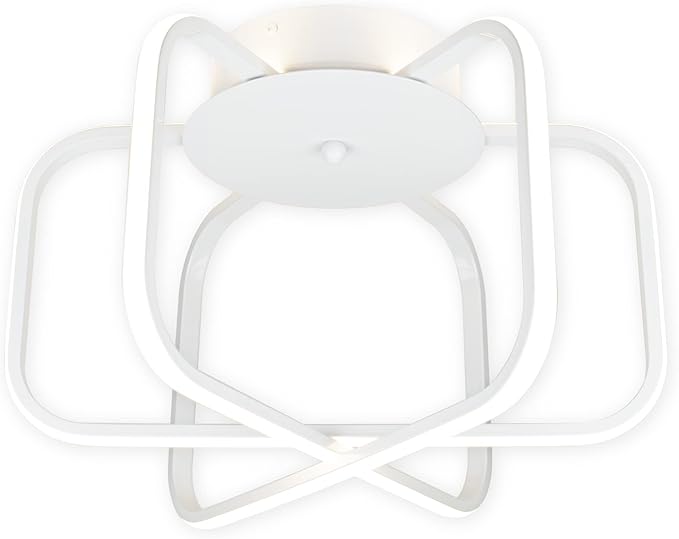 Ultralux 15 inch Modern White Atom Ceiling Light Fixtures, Bright and TRIAC Dimmable, 2050 Lumens 3000K, Integrated LED Light Fixture for Living Room or Kitchen LED Flush Mount Ceiling Light