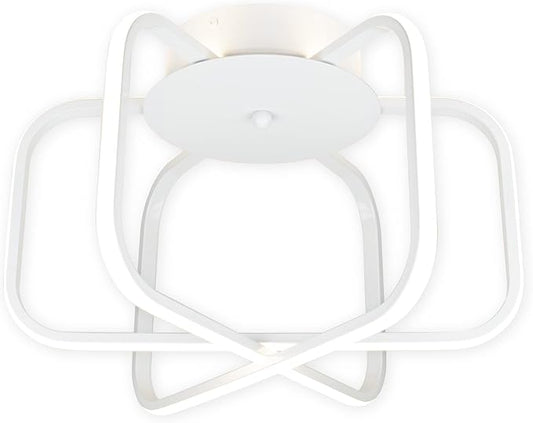 Ultralux 15 inch Modern White Atom Ceiling Light Fixtures, Bright and TRIAC Dimmable, 2050 Lumens 3000K, Integrated LED Light Fixture for Living Room or Kitchen LED Flush Mount Ceiling Light