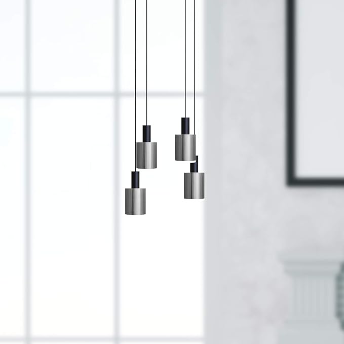 Virgo 4 Mini Pendant Lighting Black-Nickel - LED Hanging Light Fixture for Kitchen Island, Bar, Foyer - Cluster Pendants - Dimmable, Adjustable Wire, Lamp Bulb Included