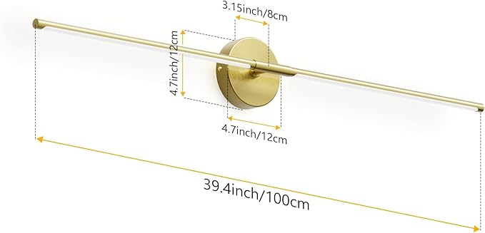 Modern Gold Vanity Light Fixture 40Inch 5000K Bathroom Light Over Mirror 360° Rotatable Bathroom Sconce(White Light)