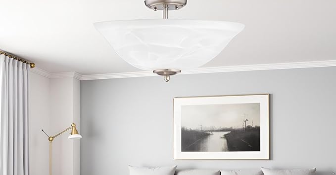 Aspen Creative 25002-65-1 Replacement Alabaster Glass shade for Flush Mount or Semi-Flush Mount, 1/2" Center Hole, 11-1/2" Diameter x 4" Height