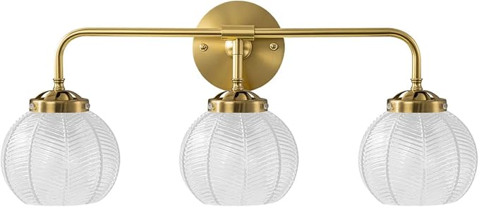 Vintage Wall sconces Bathroom Vanity Lights Over Mirror 3 Light Gold Wall sconce with clear Glass Shade mid Century modern Wall Sconce Glass globe wall lamp Wall Lighting for Bedroom Doorway Hallway