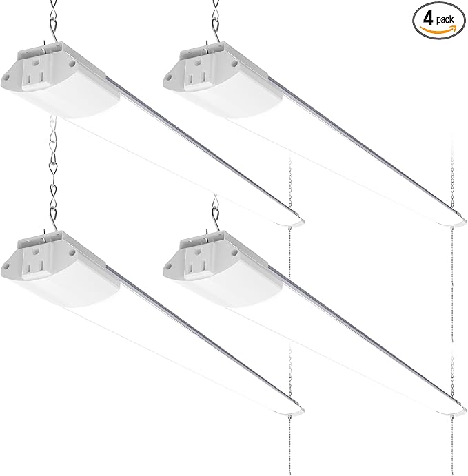 Barrina BS84 LED Shop Lights for Workshop 4FT, 84W, 10000LM, 5000K Linkable Light Fixture for Garage, Basement, Hanging or Flush Mount, 4 Packs, White