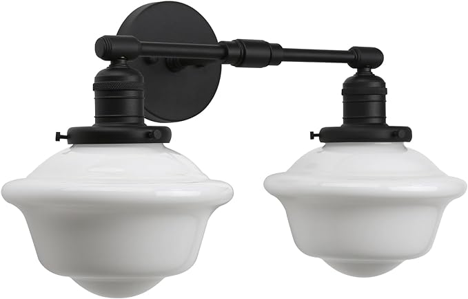 Pathson 2-Lights Milk White Glass Wall Sconce Lights, Modern Classic Wall Vanity Lighting for Living Room Bathroom Bedroom