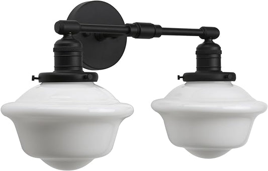 Pathson 2-Lights Milk White Glass Wall Sconce Lights, Modern Classic Wall Vanity Lighting for Living Room Bathroom Bedroom