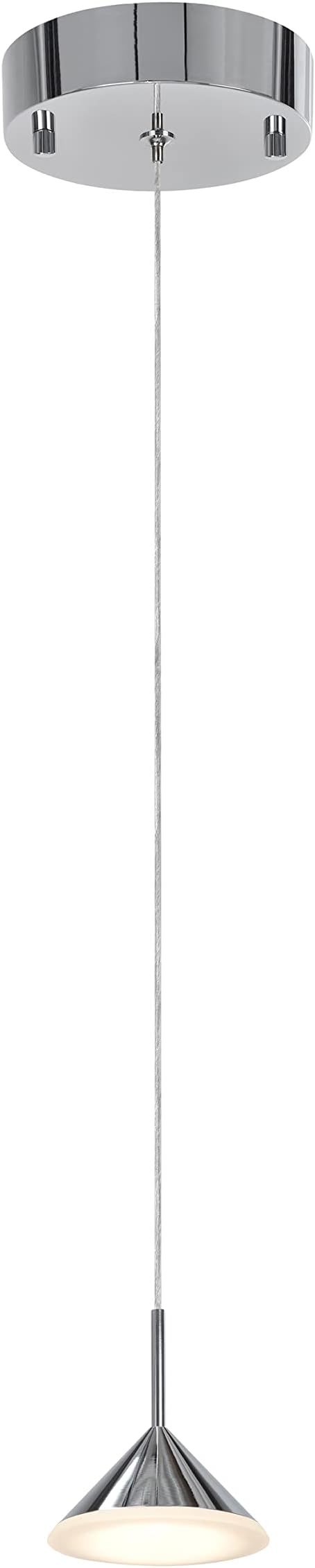 Aspen Creative 61110-11 Adjustable LED One-Light Hanging Mini Pendant Ceiling Light, Contemporary Design in Chrome Finish, Glass Shade, 4.375" Wide