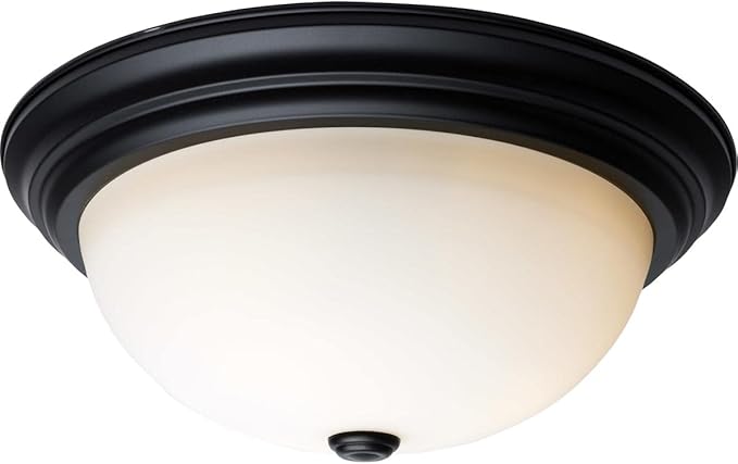 Nuvo Lighting 61020-15" 3 Lamp 120 Volt Matte Black White Glass Indoor Flush Mount Light Fixture (3 LT - 15 Flush Fixture BLK (60-129))