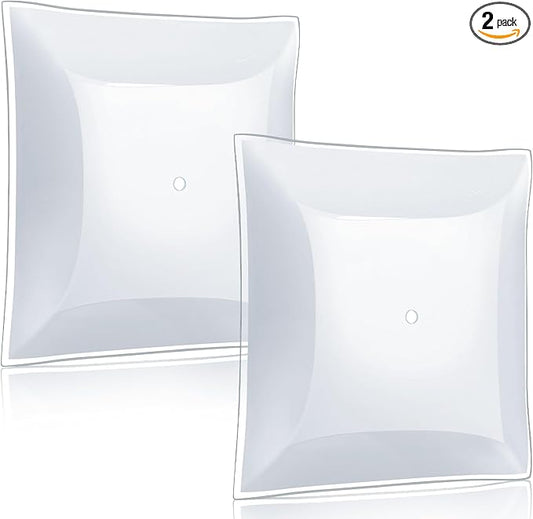 2 Pack Semi-Flush Mount 12 Inch Square Ceiling Fixture Light Cover Ceiling Lamp Shade Light Bulb Cover White for Laundry Room Bedroom Kitchen Living Room Closet