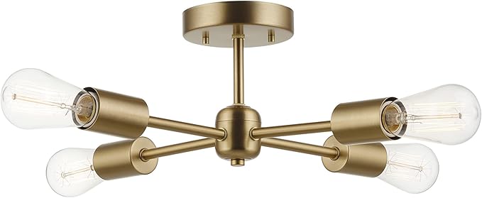 GLOBE Electric 61122 Vane 4-Light Flush Mount Ceiling Light, Matte Brass