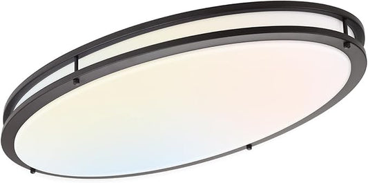 DAKASON 32In Oval LED Flush Mount Ceiling Light for Kitchen, 50W Large LED Ceiling Light Fixture for Living Room, 3000K/4000K/5000K Adjustable, Dimmable Ceiling Lighting for Dining Room/Laundry, ORB