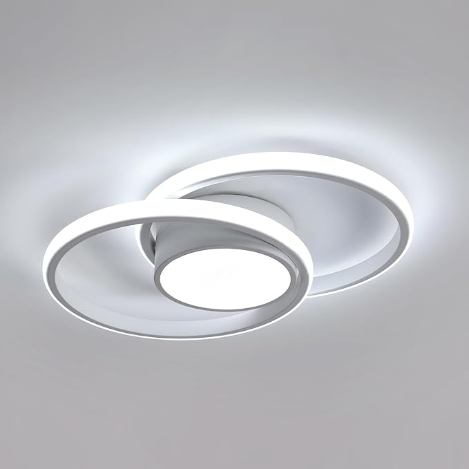 AUA LED Modern Ceiling Light, 39W 6500K Round Ceiling Lights Fixture, 15.7" for Hallway, Kitchen, Bedroom, Dining Room, Entryway, White