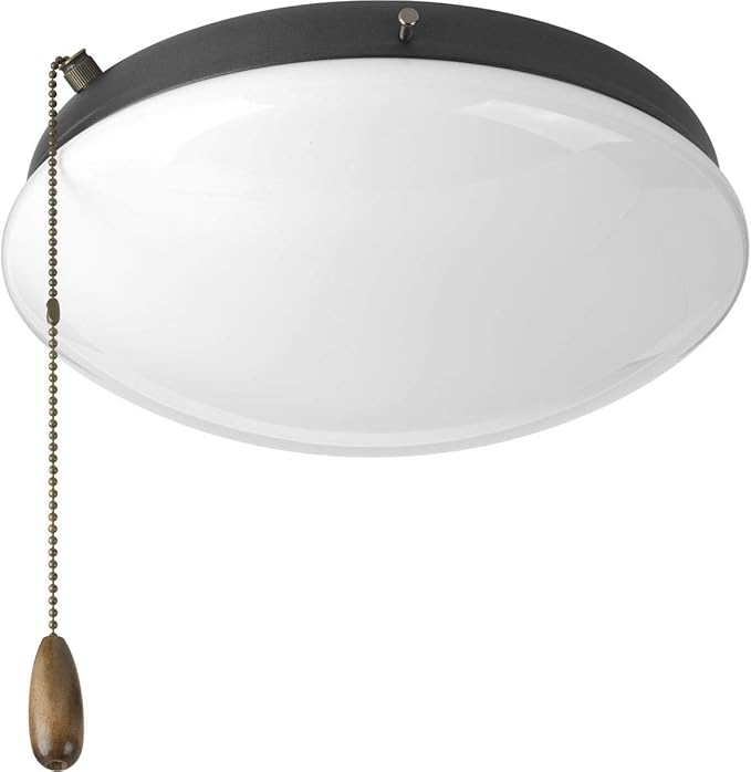 Progress Lighting 2-Light Ceiling Fan Light Kit for AirPro Collection Ceiling Fans, Modern Tranisitonal Style with Wide Low Profile Opal Glass Diffuser, Includes 2 LED Light Bulbs, Graphite