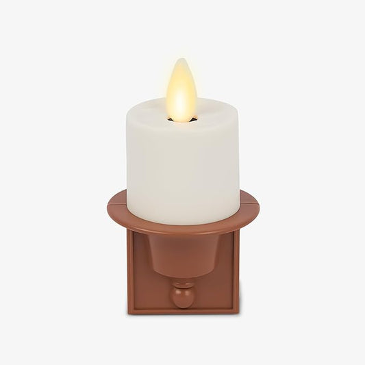 Luminara Flameless Candle Nightlight w/Dusk to Dawn Light Dark Auto Sensor, Baked Clay Wall Plug Indoor Night LED Light w/Real-Flame Effect Technology, Bathroom Bedroom Hallway, No Remote Needed