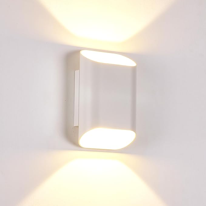 1 Pack White Up & Down Wall Sconce Lamp 5%-100% Dimmable, Modern Indoor/Outdoor Porch Light, IP65 Waterproof, 120V, 1200LM, 12W, 2700K-5000K 5-Color Selectable, CRI90+, ETL FCC Certified