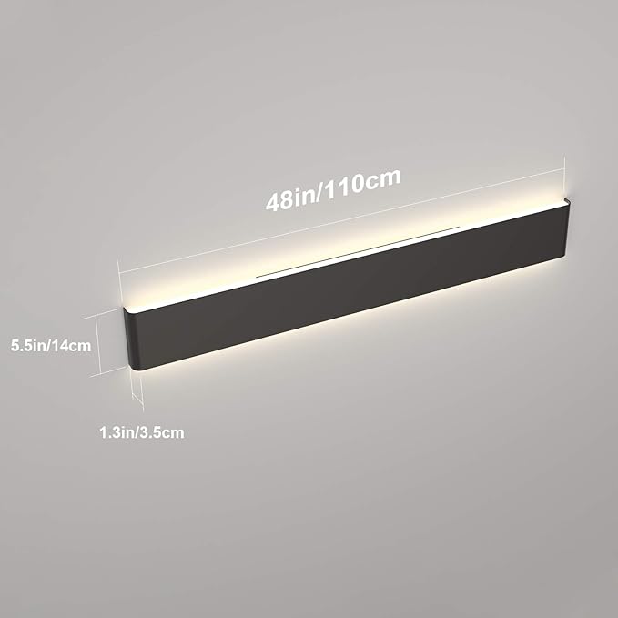 Ralbay LED Modern Bathroom Vanity Light 43.3"/35W Up and Down Matte Black LED Vanity Light for Bathroom Wall Light Fixtures