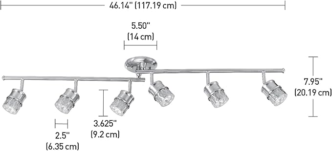 Globe Electric 59355 Kearney 6-Light Foldable Track Lighting, Brushed Nickel Finish, White Glass Shades