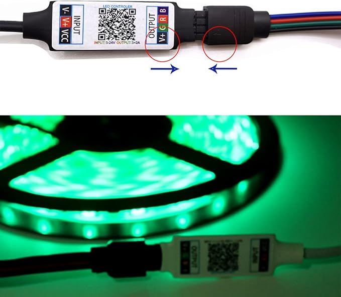 Mini RGB Bluetooth Controller DC 5V 12V 24V Music BT Smart APP Controller Light Strip Control for RGB LED Strip (Mini DC Bluetooth Black)
