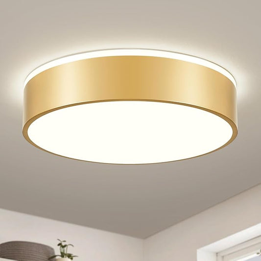 YURNYQ Gold LED Flush Mount Ceiling Lights, Modern Dimmable 5CCT Close to Ceiling Light, Minimalist Overhead Round Kitchen Lighting Fixtures for Bedroom Hallway Entryway Living Room, 15.8 Inch