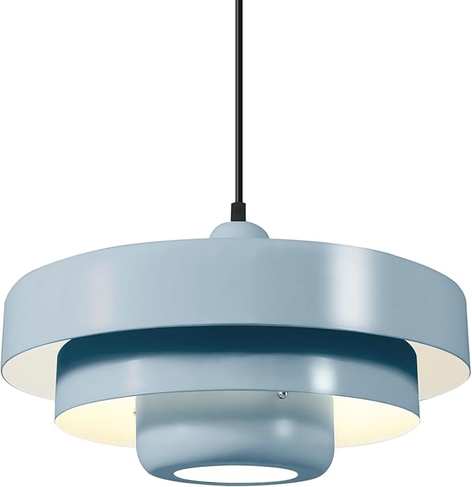 Light Blue Nordic Pendant Light, 59" Adjustable Cord, Mid Century Modern Ceiling Chandelier for Entryway, Laundry Room, Dining Room, Retro Hanging Lamp