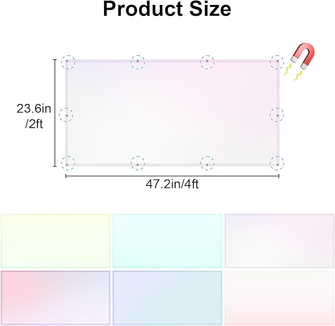 EEEKit 6 PCS Fluorescent Light Diffuser Covers, 4 X 2 FT Magnetic Light Cover, Pastel Fluorescent Lights Shade for Office Classroom Home Drop Ceiling