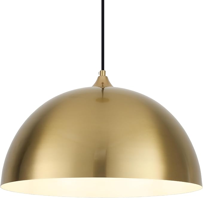 Gold Pendant Light 15.7" Large Pendant Lights Kitchen Island, Farmhouse Dome Pendant Lamp for Hallway Dining Room Bedroom Bar Cafe