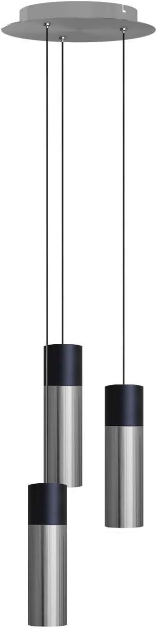 Vela 3 Mini Pendant Lighting Black-Nickel - LED Hanging Light Fixture for Kitchen Island, Bar, Foyer - Cluster Pendants - Dimmable, Adjustable Wire, Lamp Bulb Included