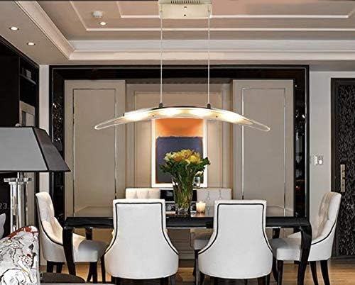 YIFONTIN LED Island Lights Fixture Linear Pendant Cambered Hanging Warm Lamp Chandelier Droplight 18W 31.5" Width for Kitchen Reading Dining Room Restaurant Office, Satin Nickel.