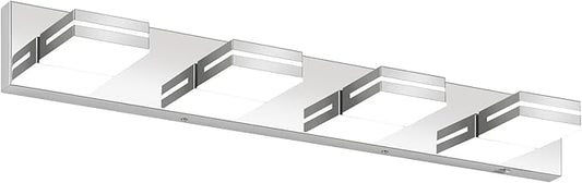Bathroom Vanity Lighting Fixtures Over Mirror (4-Light, 30-Inch) Modern LED Bathroom Wall Lighting Fixtures, Chrome (Cool White 6000K)