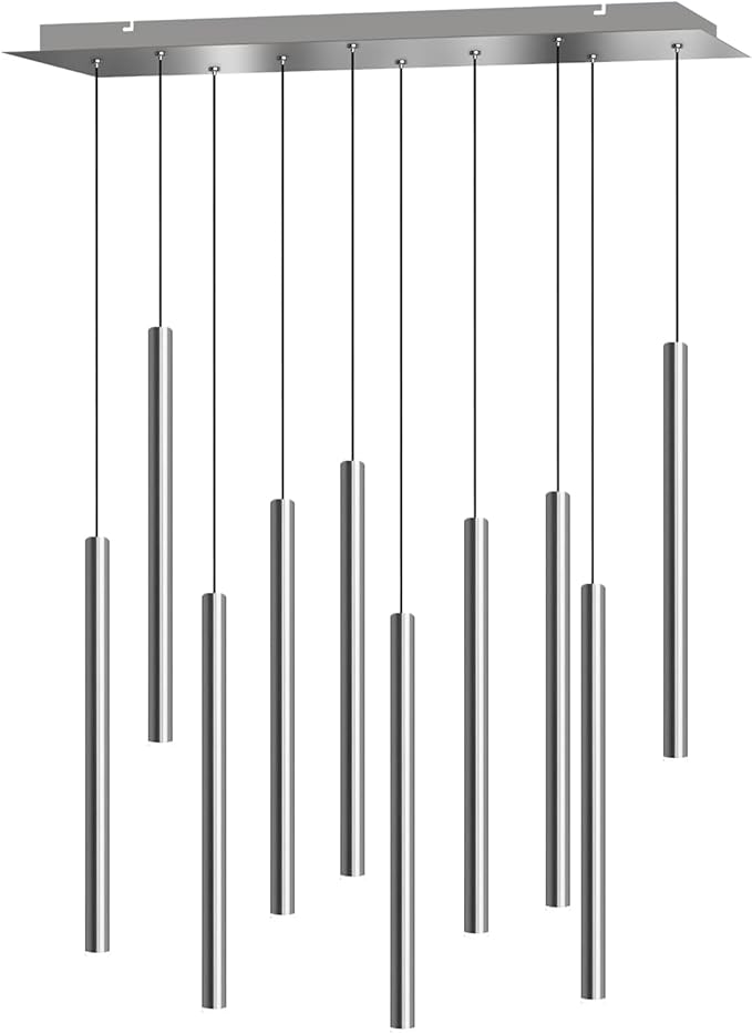 CANALIS 10 Mini Pendant Lighting Nickel - LED Hanging Light Fixture for Kitchen Island, Bar, Foyer - Cluster Pendants - Dimmable, Adjustable Wire, Lamp Bulb Included