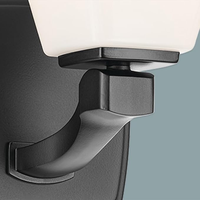 Kichler Marant 5" 1-Light Wall Sconce Bathroom Vanity Light Fixture with Opal Glass in Black for Bathroom, Powder Room, Hallway, Fireplace (5" W x 9.5" H), 55214BK