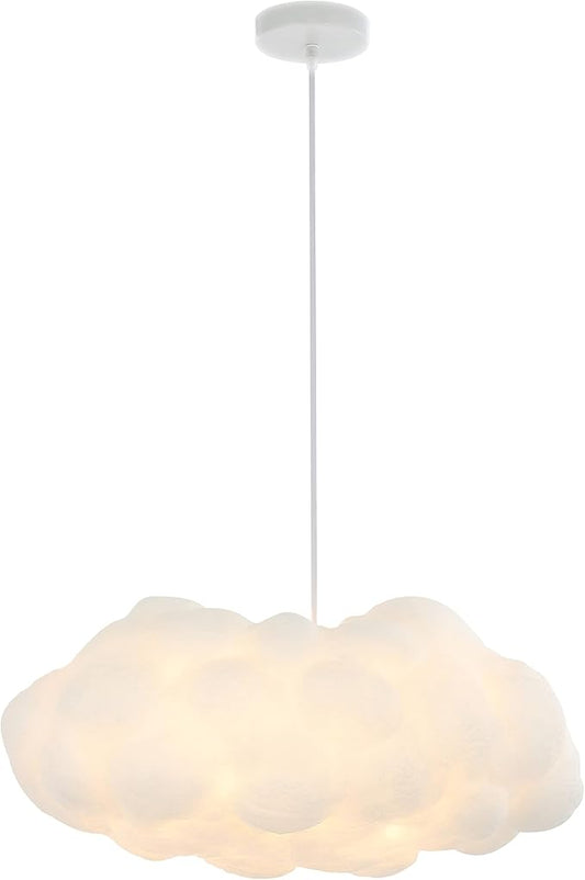 JONATHAN Y 23" White 2-Light Silk Cloud Pendant, Modern Contemporary Bohemian Hanging Ceiling Fixture for Bedroom Living Room, Adjustable Height, LED Bulbs Included JYL9073A