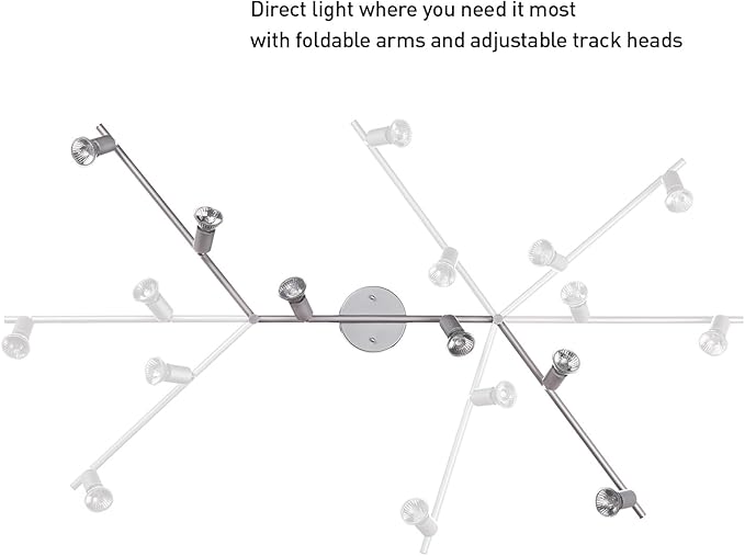 Globe Electric 59351 Payton 6-Light Foldable Track Lighting, Matte Silver