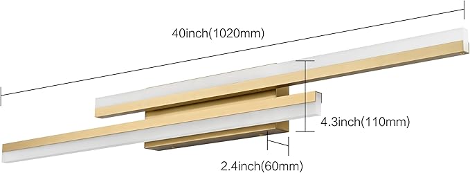 PRESDE 40 Inch LED Vanity Light Brushed Gold Bathroom Light Fixtures Over Mirror Modern Bath Lighting Bar 5CCT
