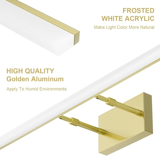 Aipsun Brushed Brass Vanity Light Fixtures 40inch Modern LED Bathroom Fixtures Gold Vanity Lighing for Bathroom Wall Light Fixtures 5500K