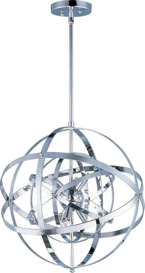 Maxim 25130PC Sputnik 6-Light Pendant, Polished Chrome Finish, Glass, G9 Xenon Xenon Bulb , 100W Max., Wet Safety Rating, Standard Dimmable, Glass Shade Material, 1150 Rated Lumens
