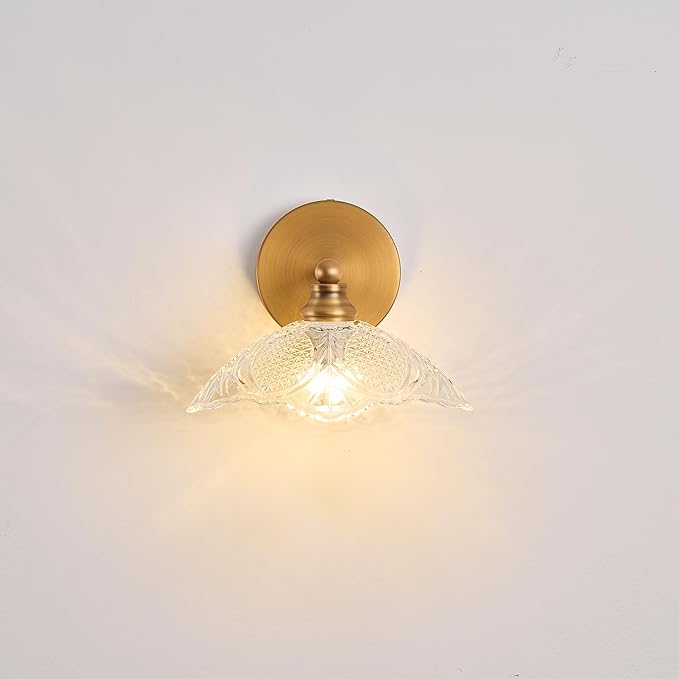 Bathroom Vanity Light, 9.05 Inch Single Light Brushed Antique Brass Wall Sconce, Vintage E12 Bathroom Light for Mirror, Euro Classic Lighting for Hallway, Bedroom, Powder Room