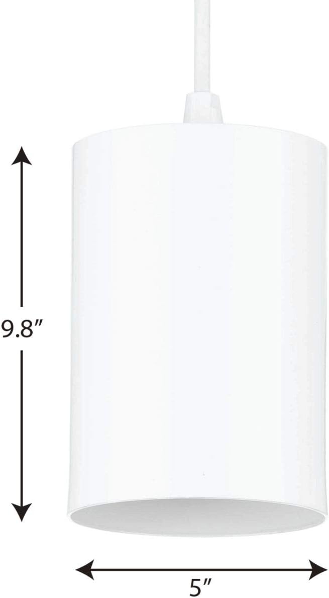 Progress Lighting Cylinder Collection 5-Inch 1-Light White Modern Outdoor Hanging Pendant Light