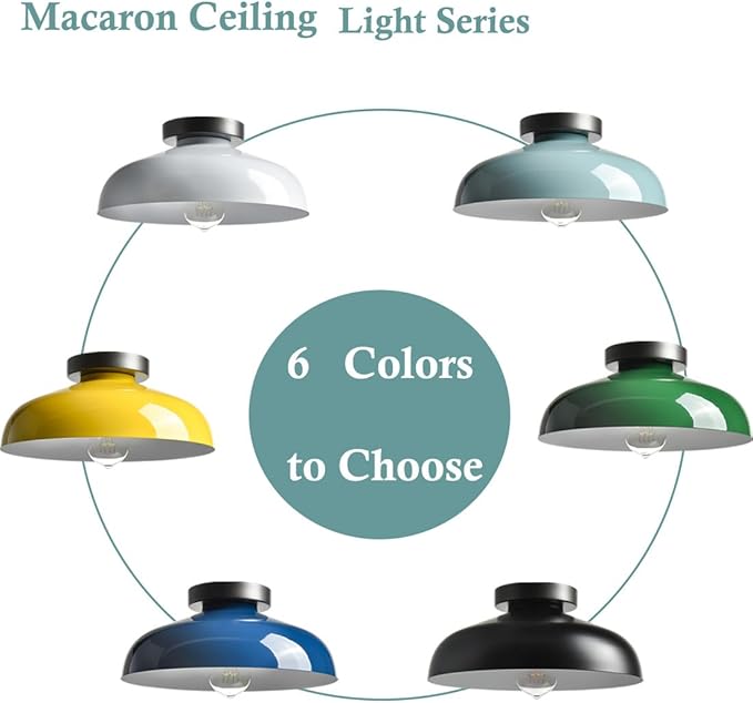 DIRYZON Modern Ceiling Light Industrial Semi Flush Mount Ceiling Light with 12-Inch White Metal Barn Shade