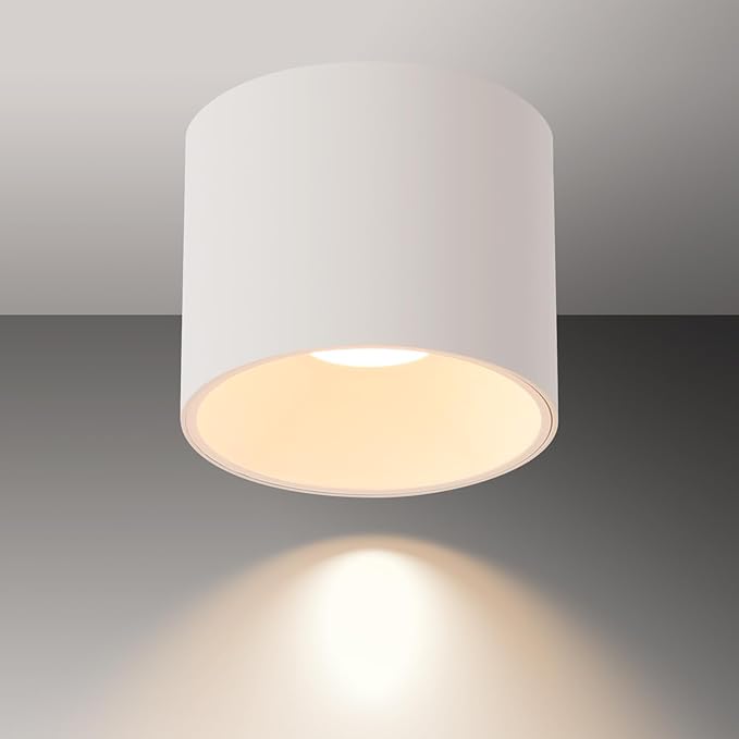 Dimmable LED Ceiling Spot Lights with Remote – Flush Mount Ceiling Cylinder Light Indoor Fixture for Kitchen, Hallway & Entryway White 4.72” CRI97 15W 5CCT 2700K-6000K (1Pack)