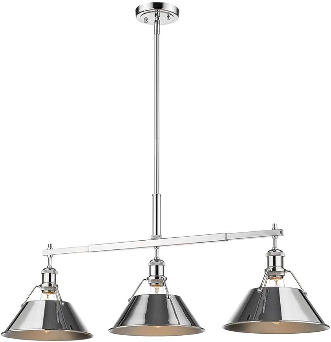 Golden Lighting 3306-LP CH Orwell Linear Pendant, Chrome with Chrome Shade