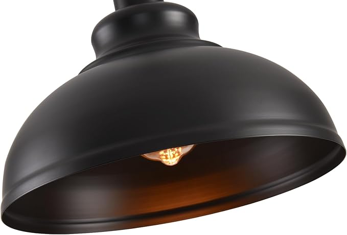 Pendant Lighting Vintage Industrial Fixtures, Farmhouse Pendant Lamp, Hanging Light Fixtures with Metal Shade (Black Inside), Industrial Black Pendant Lights for Hallway Kitchen Island Dining Room