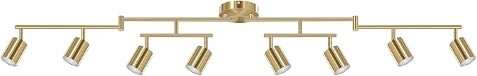 AUQUEE 8 Light Track Lighting Fixtures Ceiling, Gold Kichen Track Lighting Fixtures, Rotatable Light Heads, Adjustable Modern LED Track Lights for Kitchen/Hallway, No GU10 Bulb