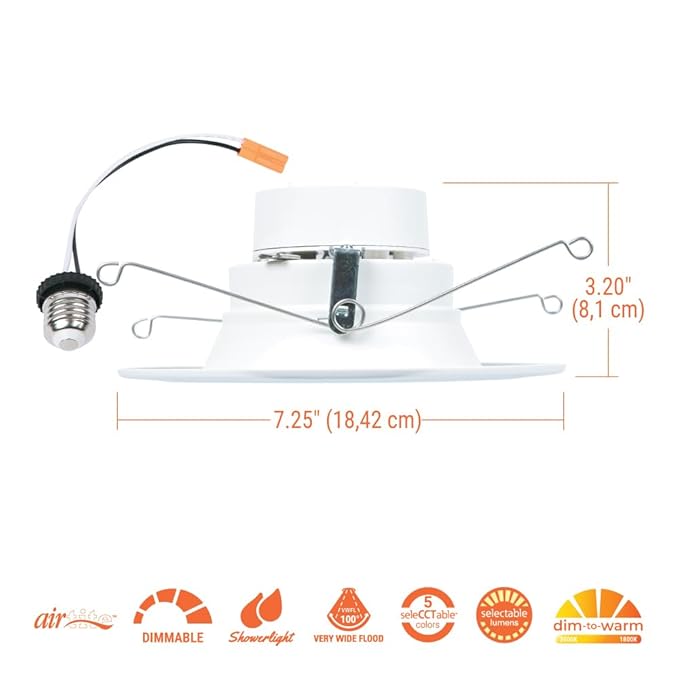 HALO RL 5/6 in LED Recessed Light Retrofit Selectable CCT 2700K, 3000K 3500K 4000K 5000K Dimmable Dim to Warm 900/1200 Lumens Wet Location Indoor Outdoor Ceiling Downlight RL56LS9FSD2W1EWH