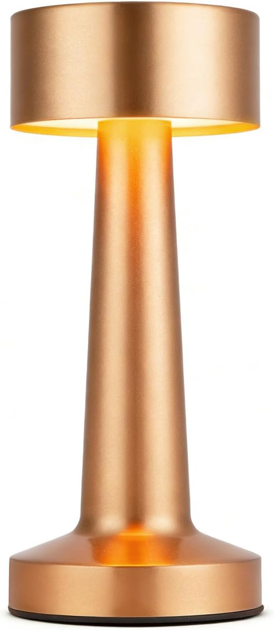 HPUFKOT Portable LED Table Lamp, 3-Levels Brightness Metal Desk Lamp,3 Color Touch Control Rechargeable Lamp, Ideal Bedside Lamp for Nightstand,Bedroom, Living Room (Rose Gold)