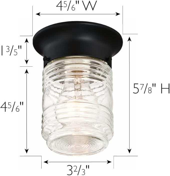 Design House 2-Pack Jelly Jar 1-Light Indoor/Outdoor Flush Mount Ceiling Light, Black – Design House, 587576